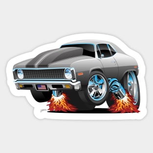 Classic American Muscle Car Hot Rod Cartoon Sticker